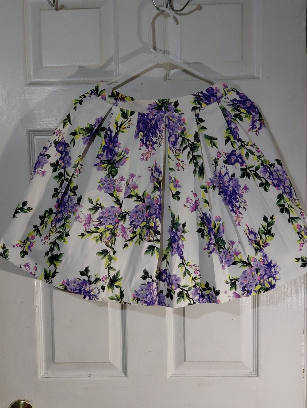 Ark & Co White Skater Skirt with Purple Floral Print